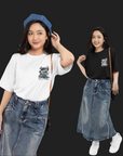 THEWHITELABEL SG03 Japanese Cat Logo 300Gsm Oversize Unisex T-shirt in Black and White Color - TheWhiteLabel