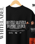 THEWHITELABEL CS05 Hustle in silence 300Gsm Oversize Unisex T-shirt in Black and White Color - TheWhiteLabel