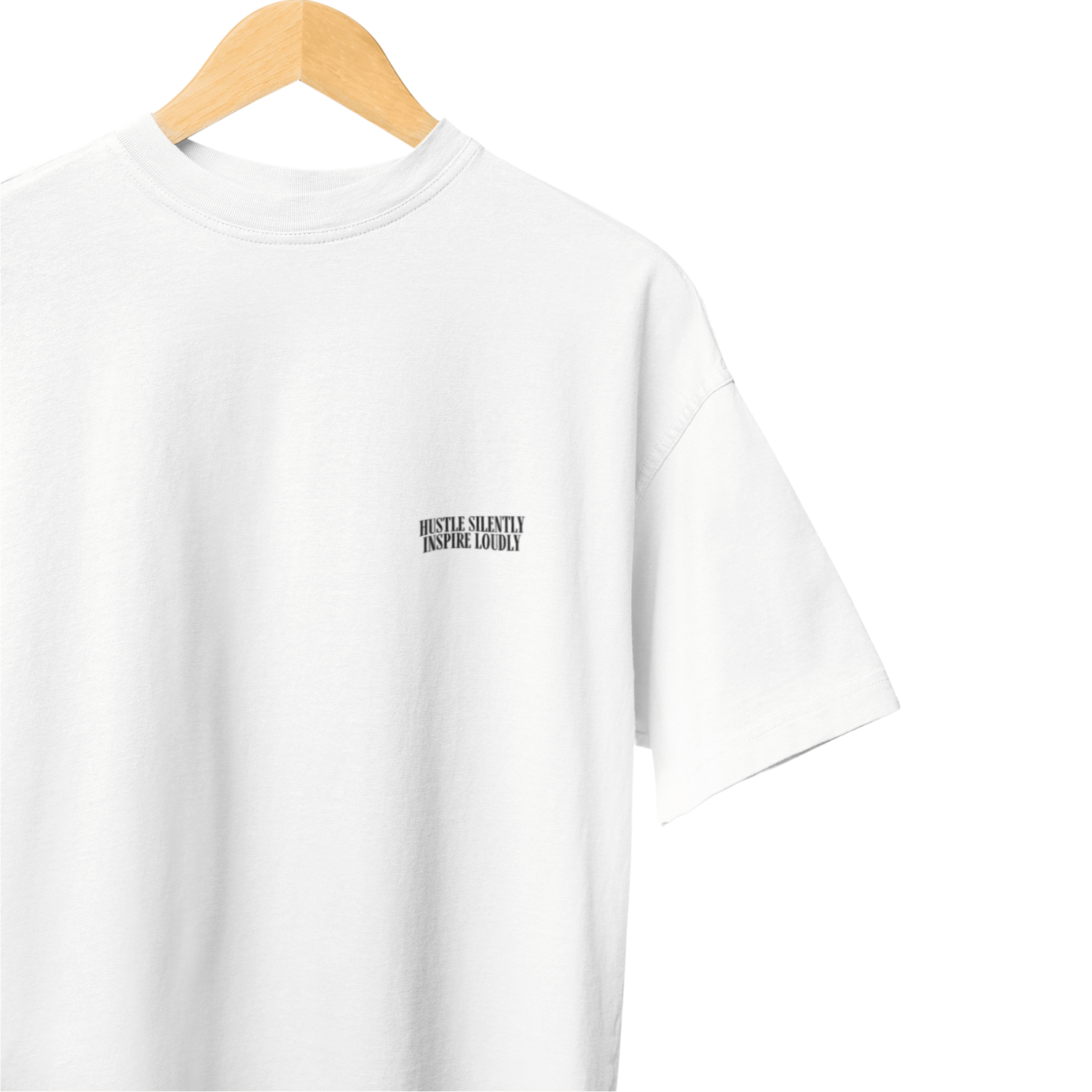 THEWHITELABEL CS05 Hustle in silence 300Gsm Oversize Unisex T-shirt in Black and White Color - TheWhiteLabel