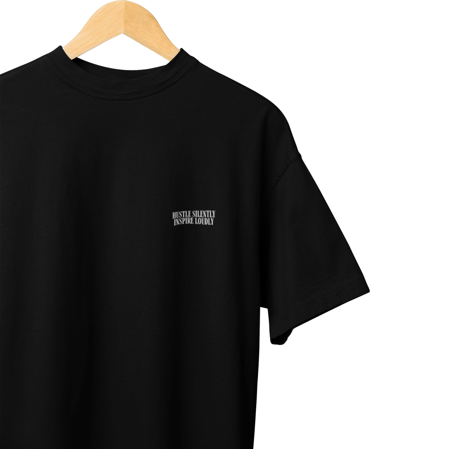 THEWHITELABEL CS05 Hustle in silence 300Gsm Oversize Unisex T-shirt in Black and White Color - TheWhiteLabel