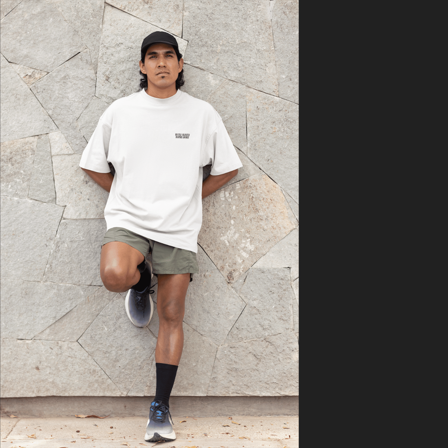 THEWHITELABEL CS05 Hustle in silence 300Gsm Oversize Unisex T-shirt in Black and White Color - TheWhiteLabel