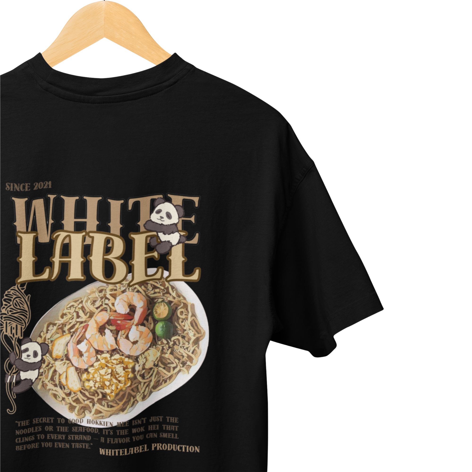 THEWHITELABEL CS07 Hokkien Mee 300Gsm Oversize Unisex T-shirt in Black and White Color - TheWhiteLabel
