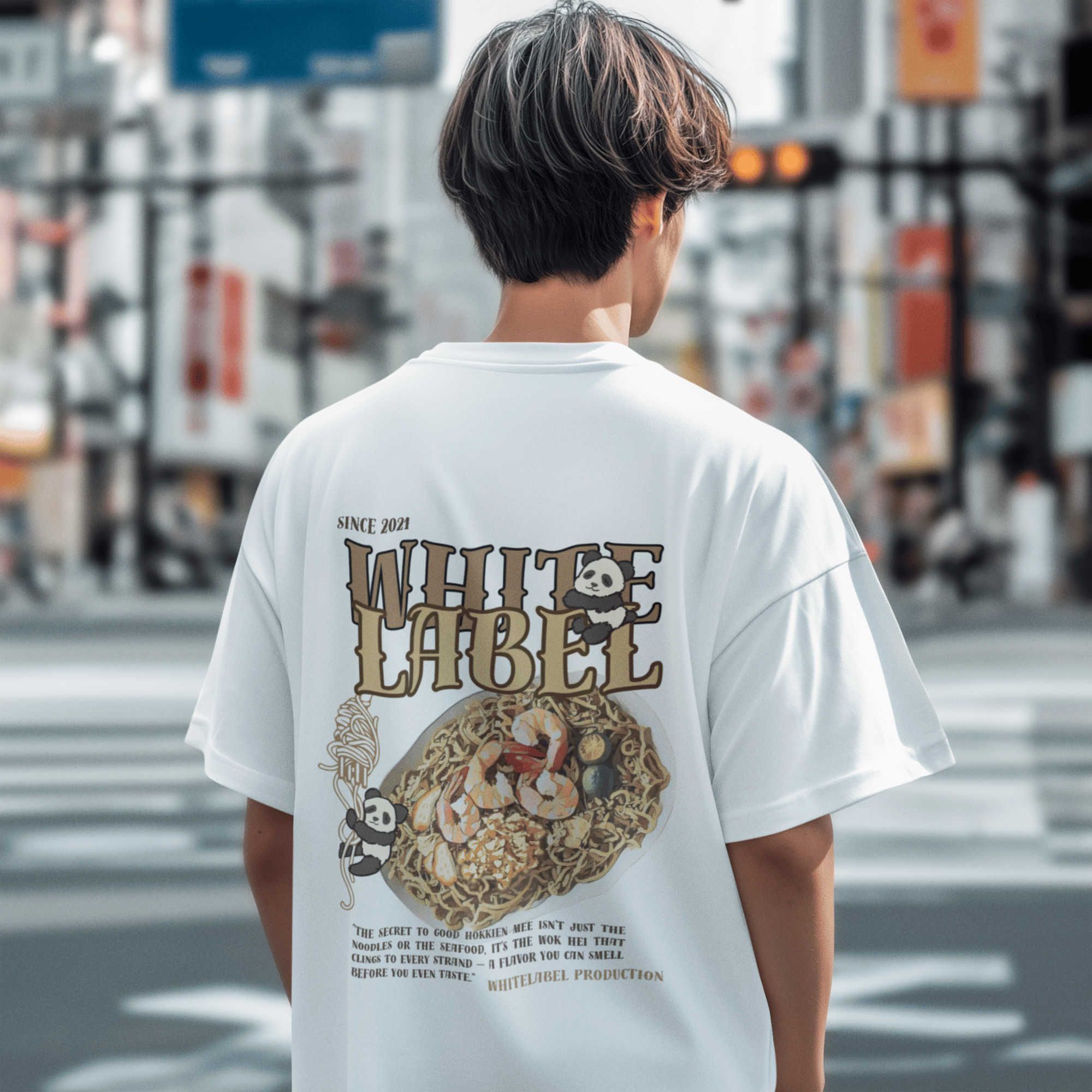 THEWHITELABEL CS07 Hokkien Mee 300Gsm Oversize Unisex T-shirt in Black and White Color - TheWhiteLabel