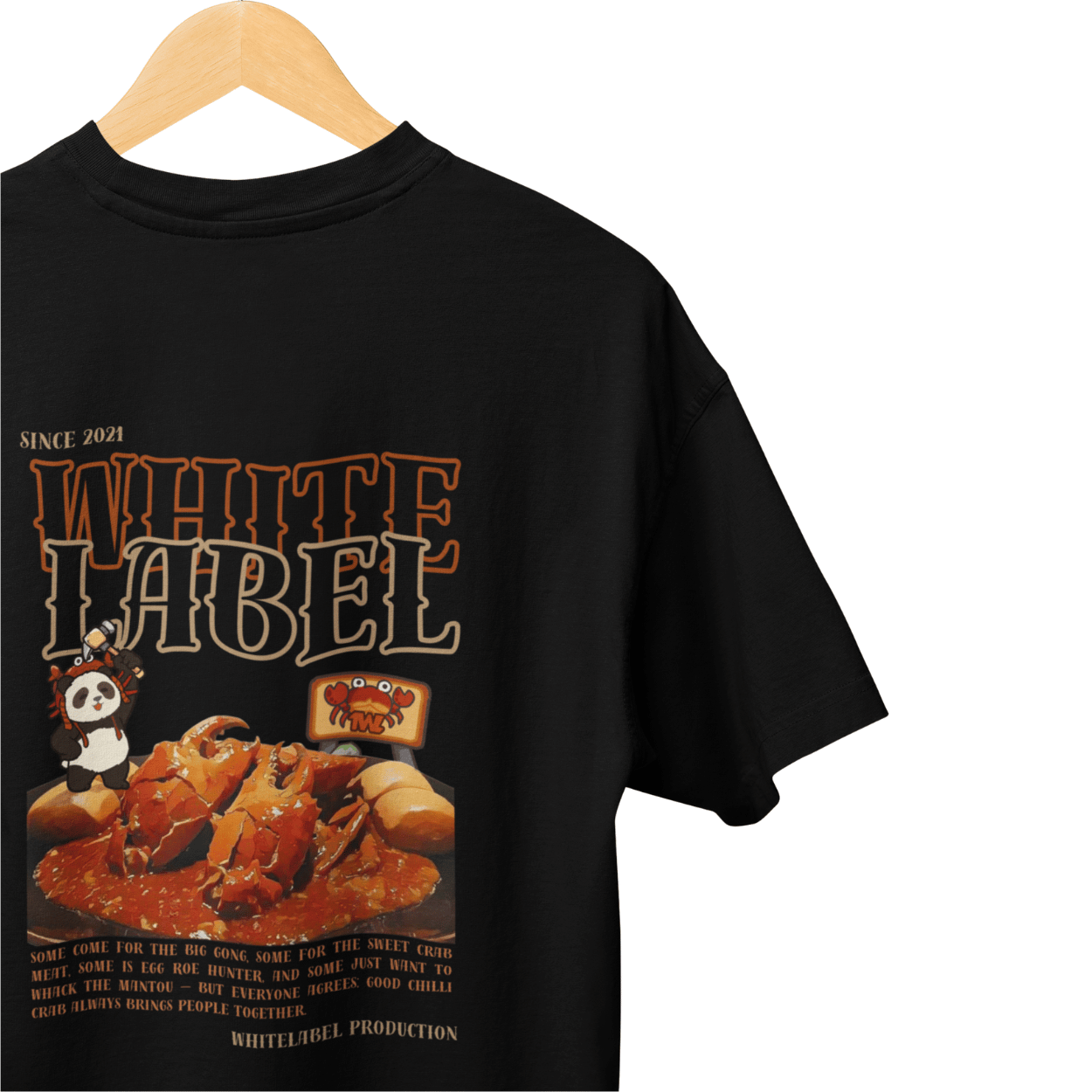 THEWHITELABEL CS10 CHILLI CRAB 300Gsm Oversize Unisex T-shirt in Black and White Color - TheWhiteLabel