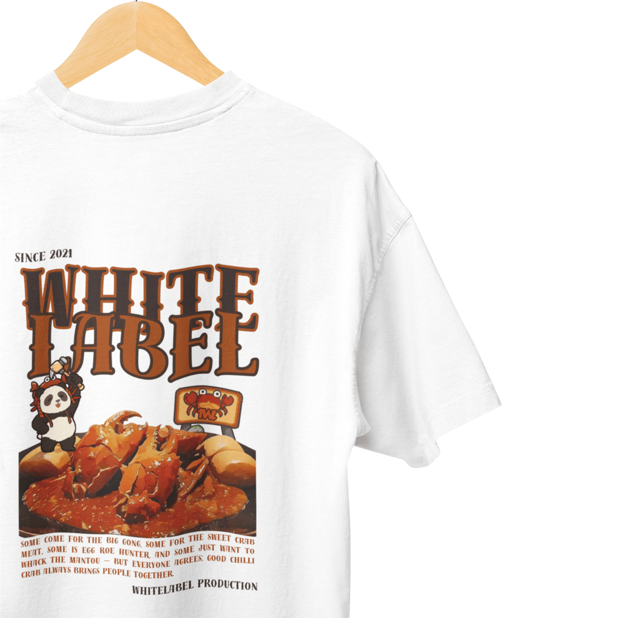 THEWHITELABEL CS10 CHILLI CRAB 300Gsm Oversize Unisex T-shirt in Black and White Color - TheWhiteLabel