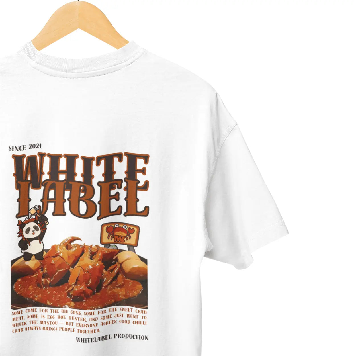 THEWHITELABEL CS10 CHILLI CRAB 300Gsm Oversize Unisex T-shirt in Black and White Color - TheWhiteLabel