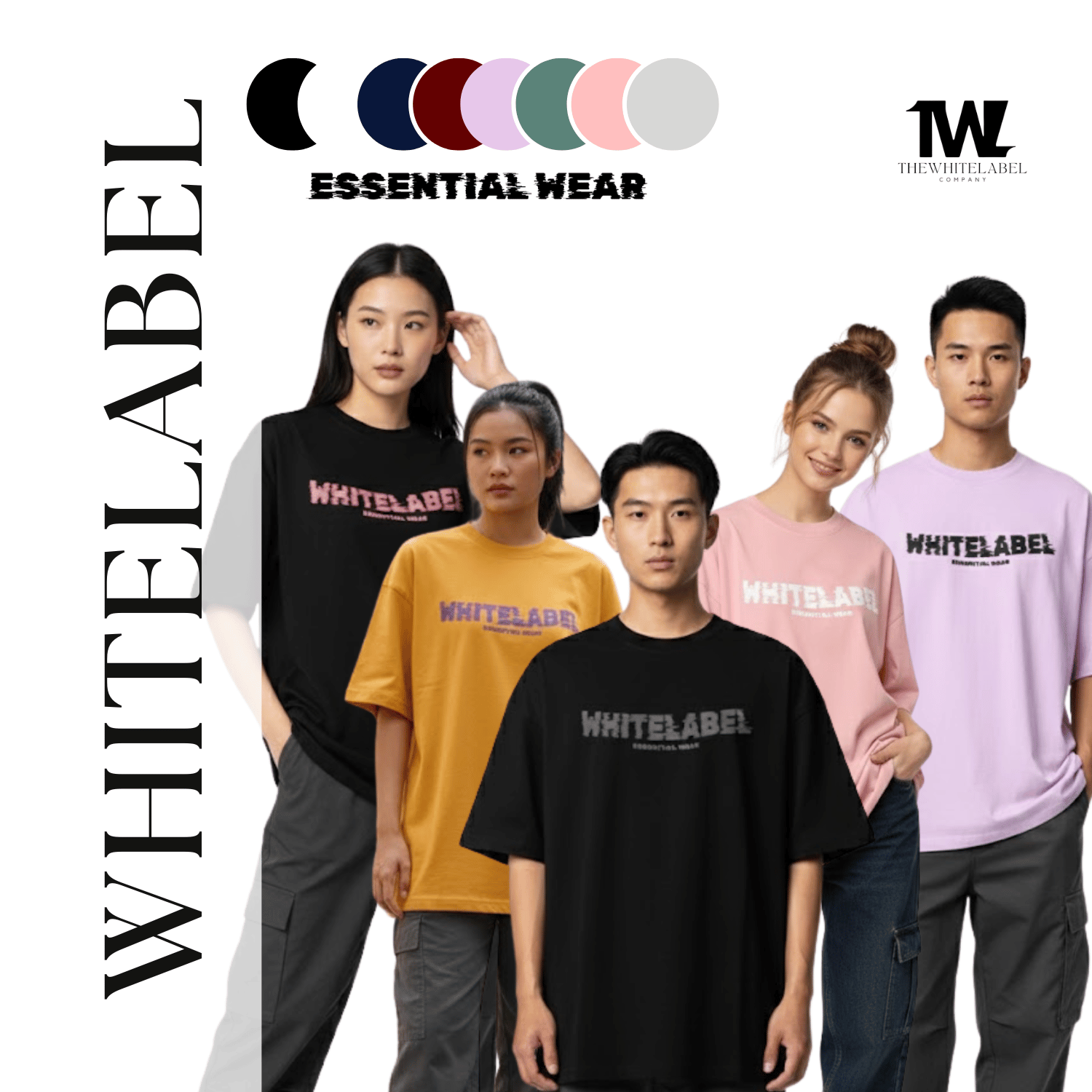 Asian model wearing 280GSM oversized essential streetwear t-shirt in Singapore