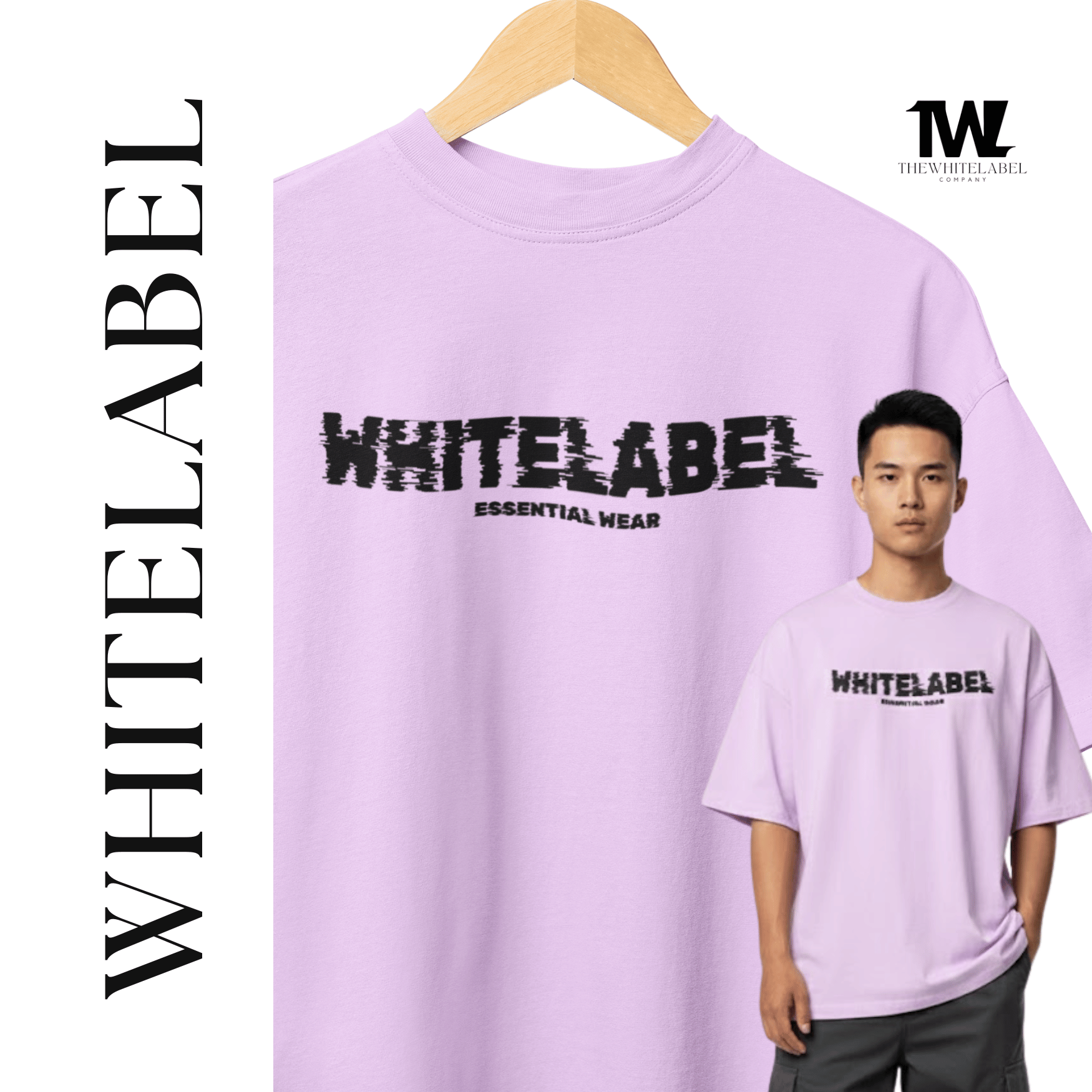 THEWHITELABEL EW01 ESSENTIAL DAILY WEAR 280GSM Oversize Unisex T-shirt in 50 Colors