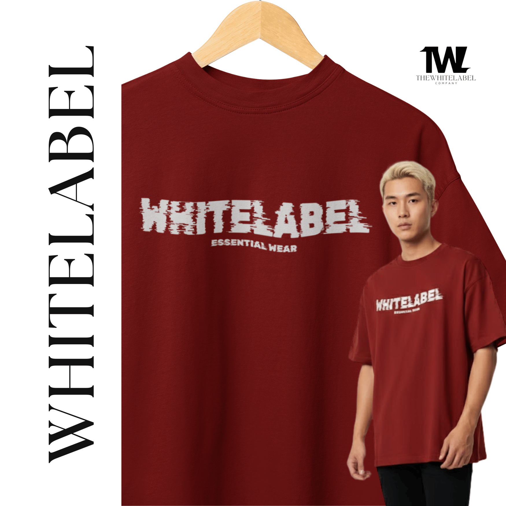 THEWHITELABEL EW01 ESSENTIAL DAILY WEAR 280GSM Oversize Unisex T-shirt in 50 Colors