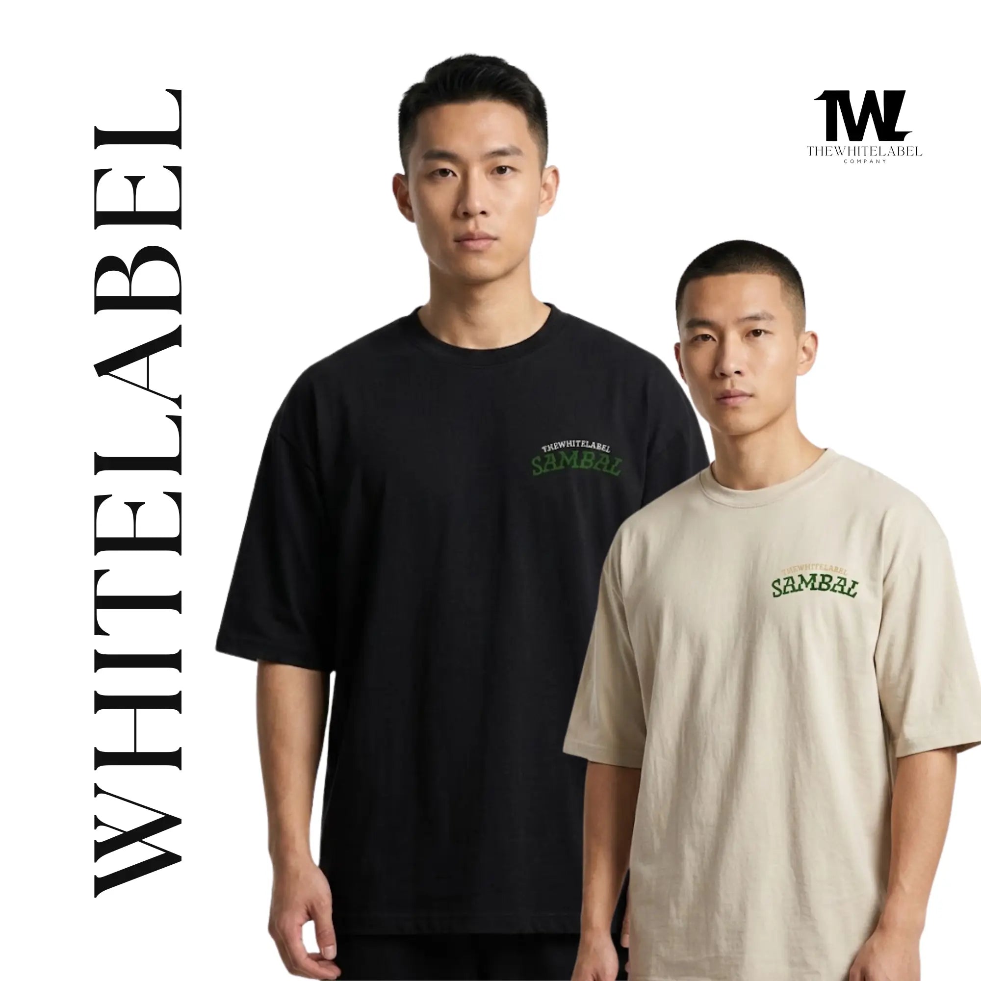 THEWHITELABEL CS11 SAMBAL STINGRAY AND KANGKONG 300Gsm Oversize Unisex T-shirt in Black and Beige Color - TheWhiteLabel