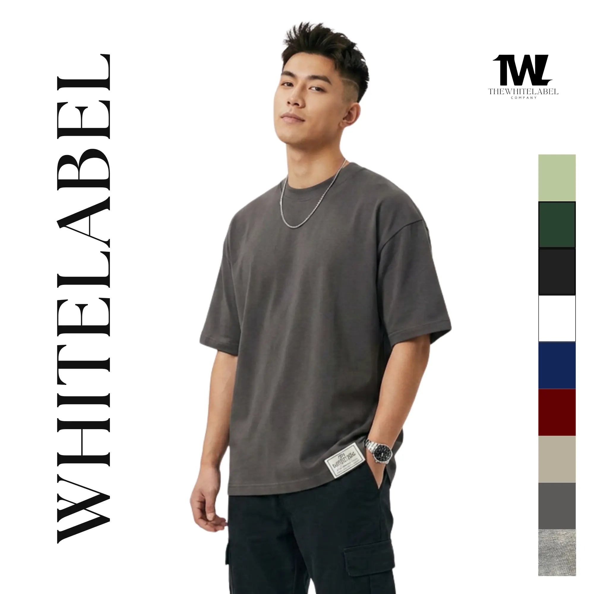 BW01 - TheWhiteLabel 300GSM Premium Plain Oversized Classic-Thick T-shirt 100% Cotton Premium Quality - TheWhiteLabel