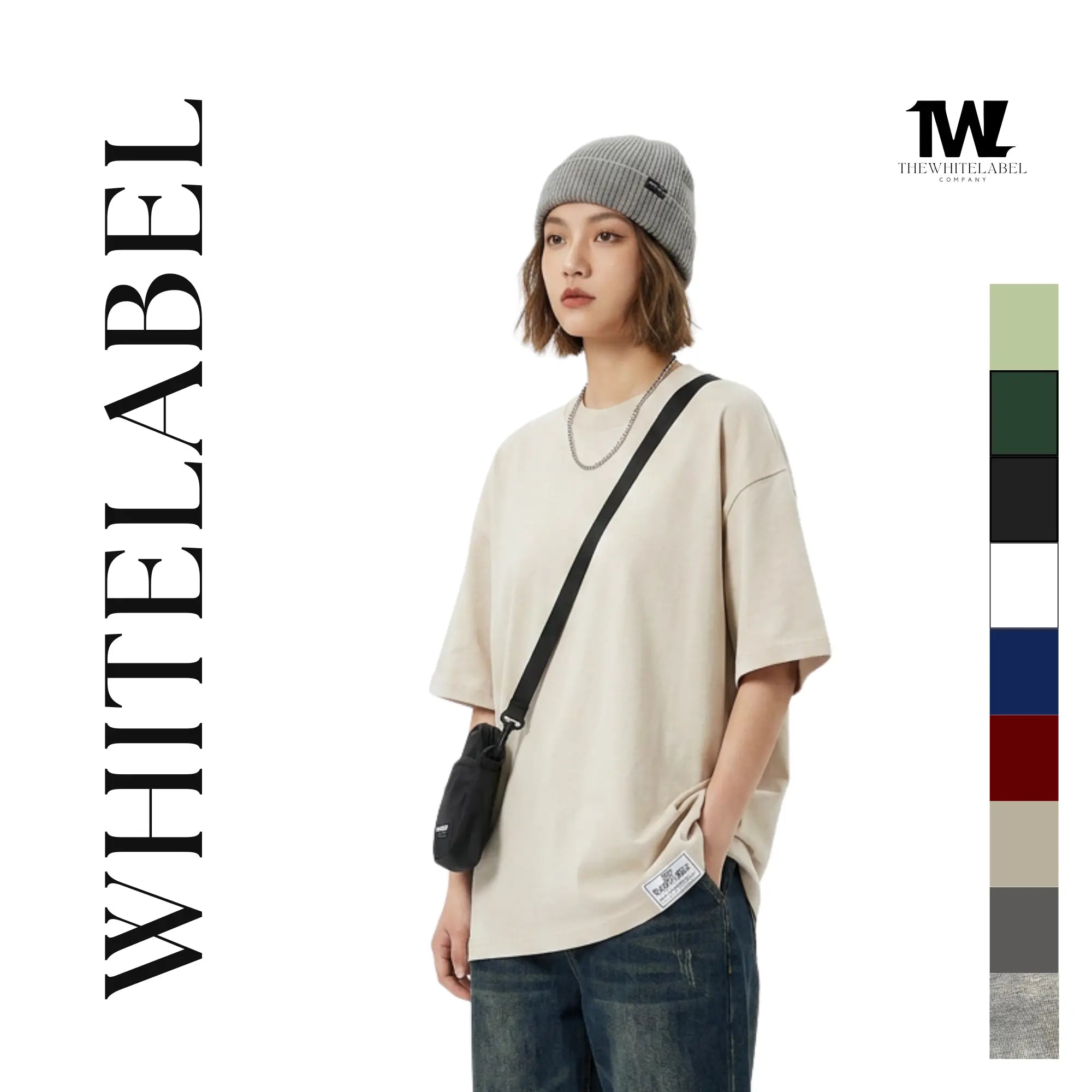 BW01 - TheWhiteLabel 300GSM Premium Plain Oversized Classic-Thick T-shirt 100% Cotton Premium Quality - TheWhiteLabel