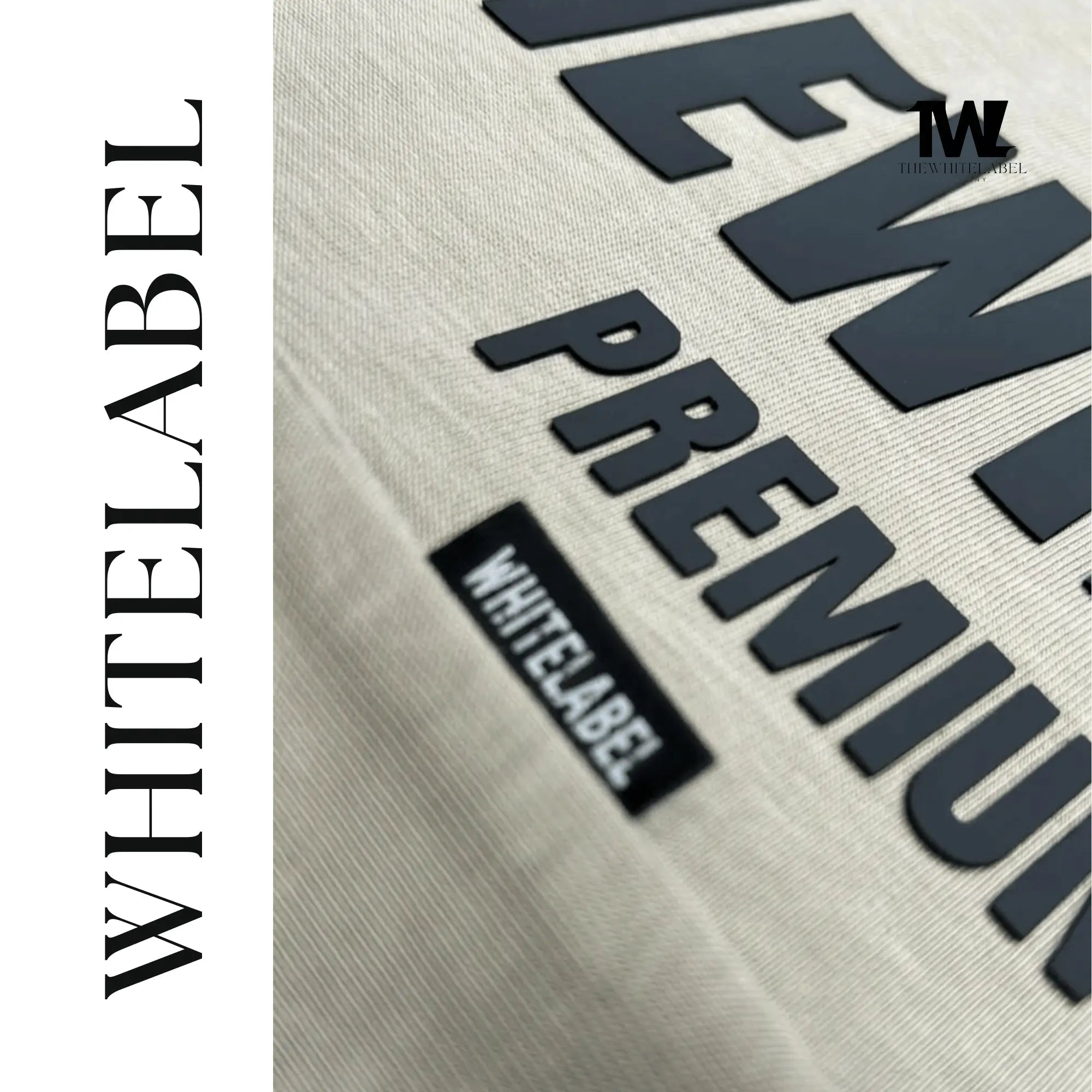 THEWHITELABEL EM01 Embossed Premium Oversized 300GSM Unisex T-Shirt Dark Blue and Khaki - TheWhiteLabel