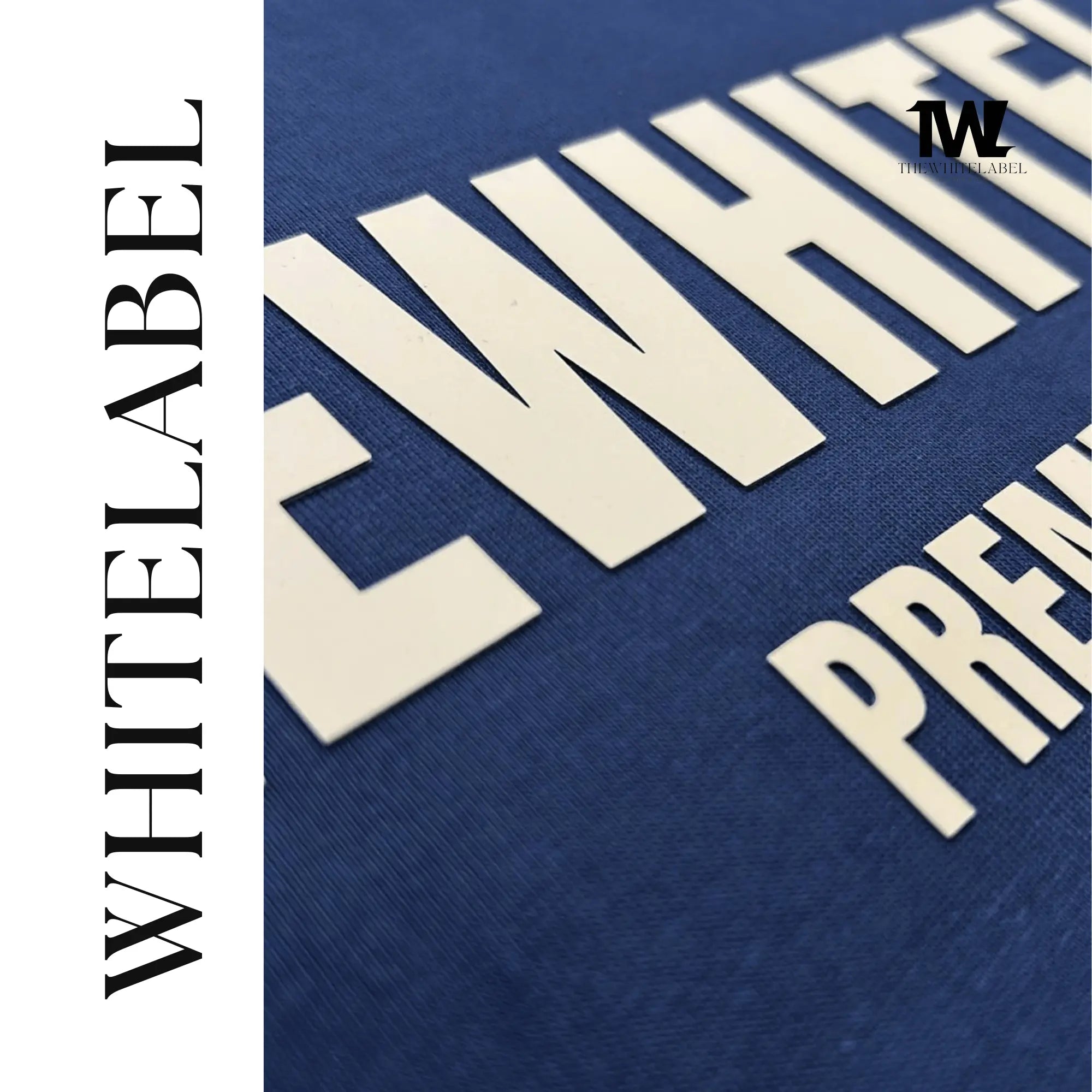 THEWHITELABEL EM01 Embossed Premium Oversized 300GSM Unisex T-Shirt Dark Blue and Khaki - TheWhiteLabel