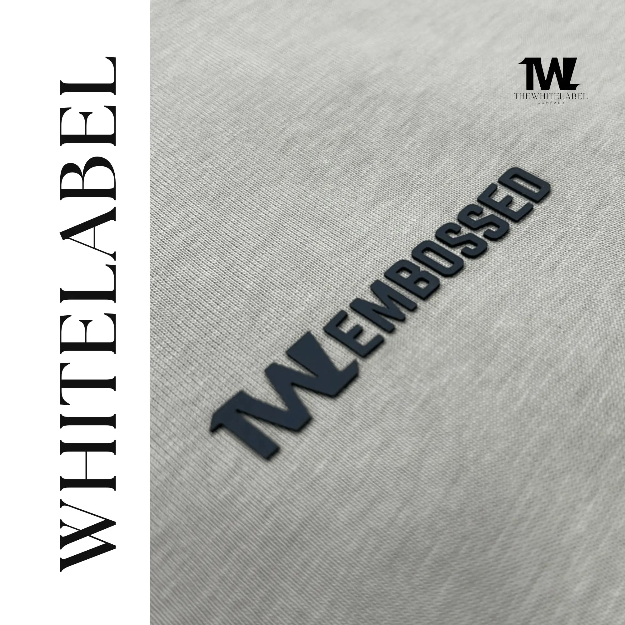 THEWHITELABEL EM01 Embossed Premium Oversized 300GSM Unisex T-Shirt Dark Blue and Khaki - TheWhiteLabel