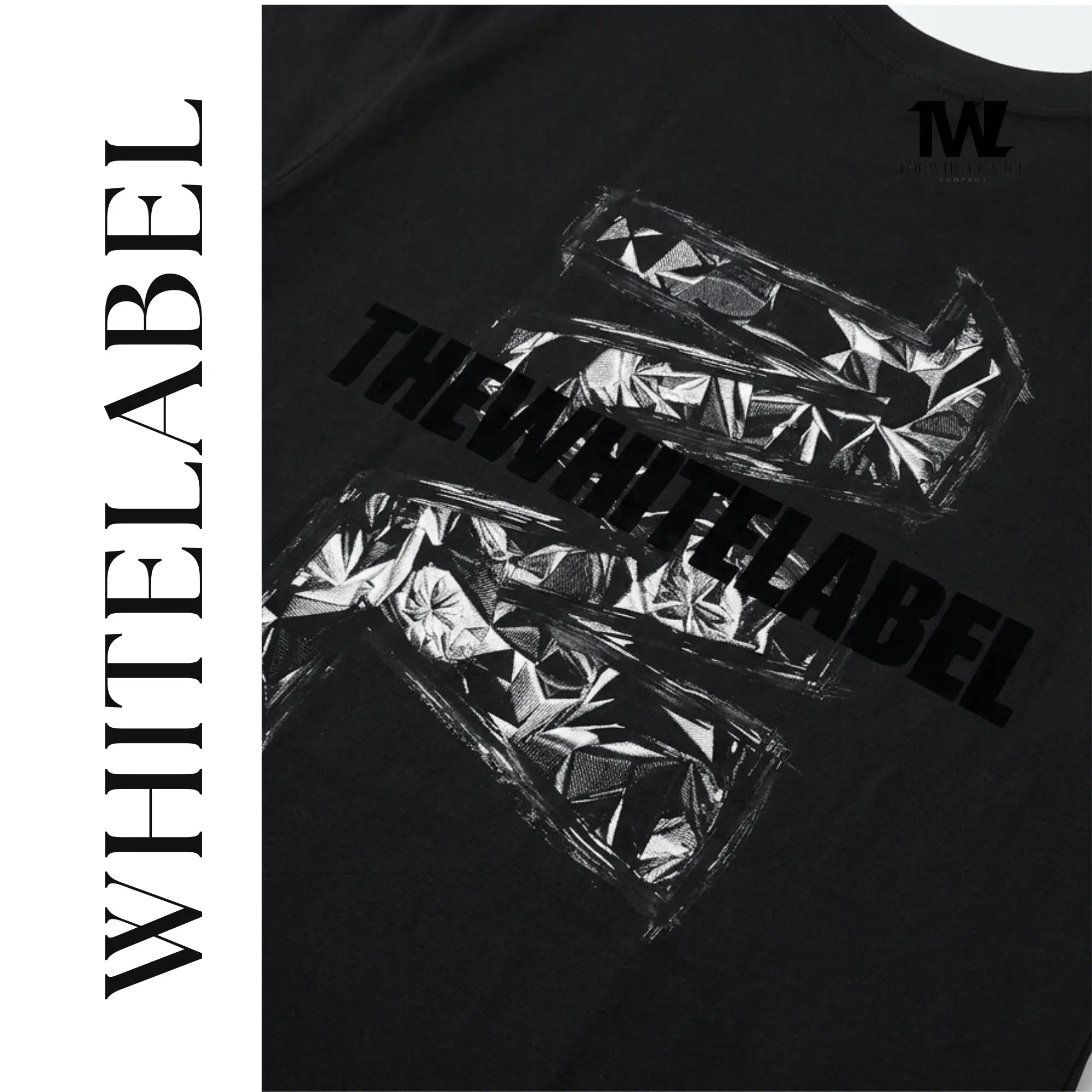 THEWHITELABEL CS14 Signature Diamonds 300GSM Unisex T-Shirt in Black Velvet - TheWhiteLabel