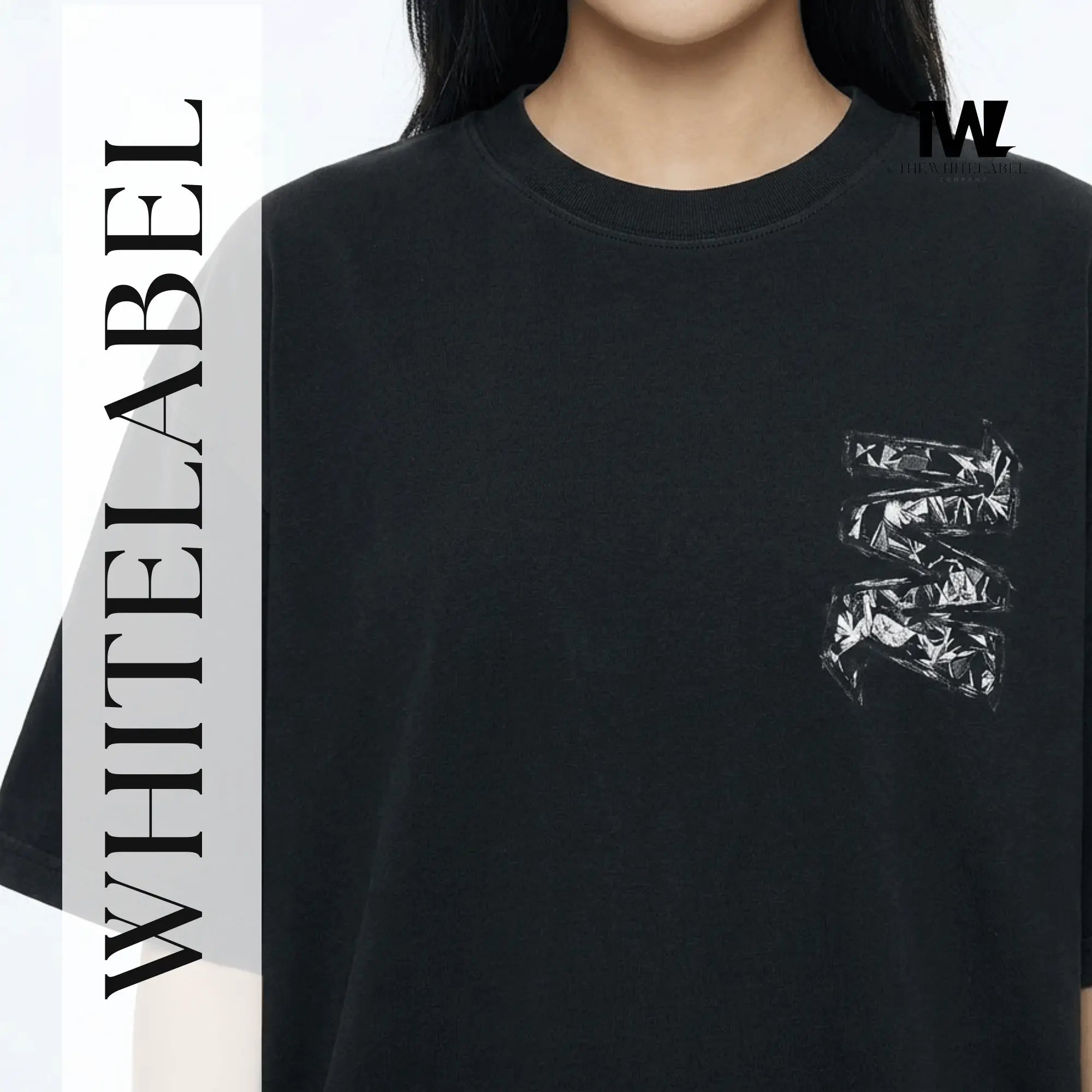 THEWHITELABEL CS14 Signature Diamonds 300GSM Unisex T-Shirt in Black Velvet - TheWhiteLabel
