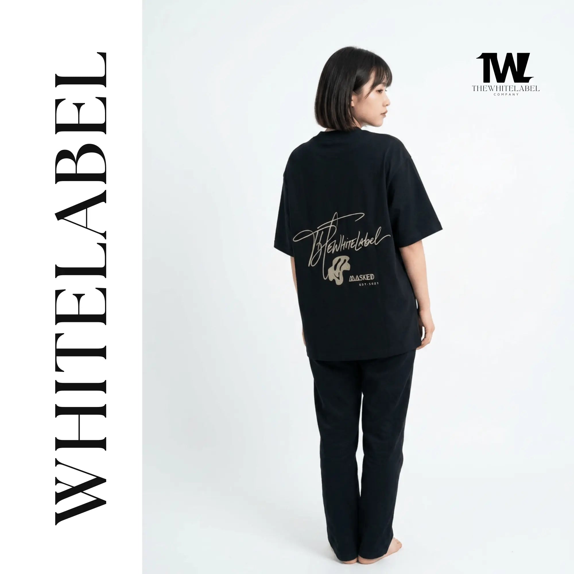 THEWHITELABEL CS15 Classical MASKED 300GSM Unisex T-Shirt in Black Colour - TheWhiteLabel