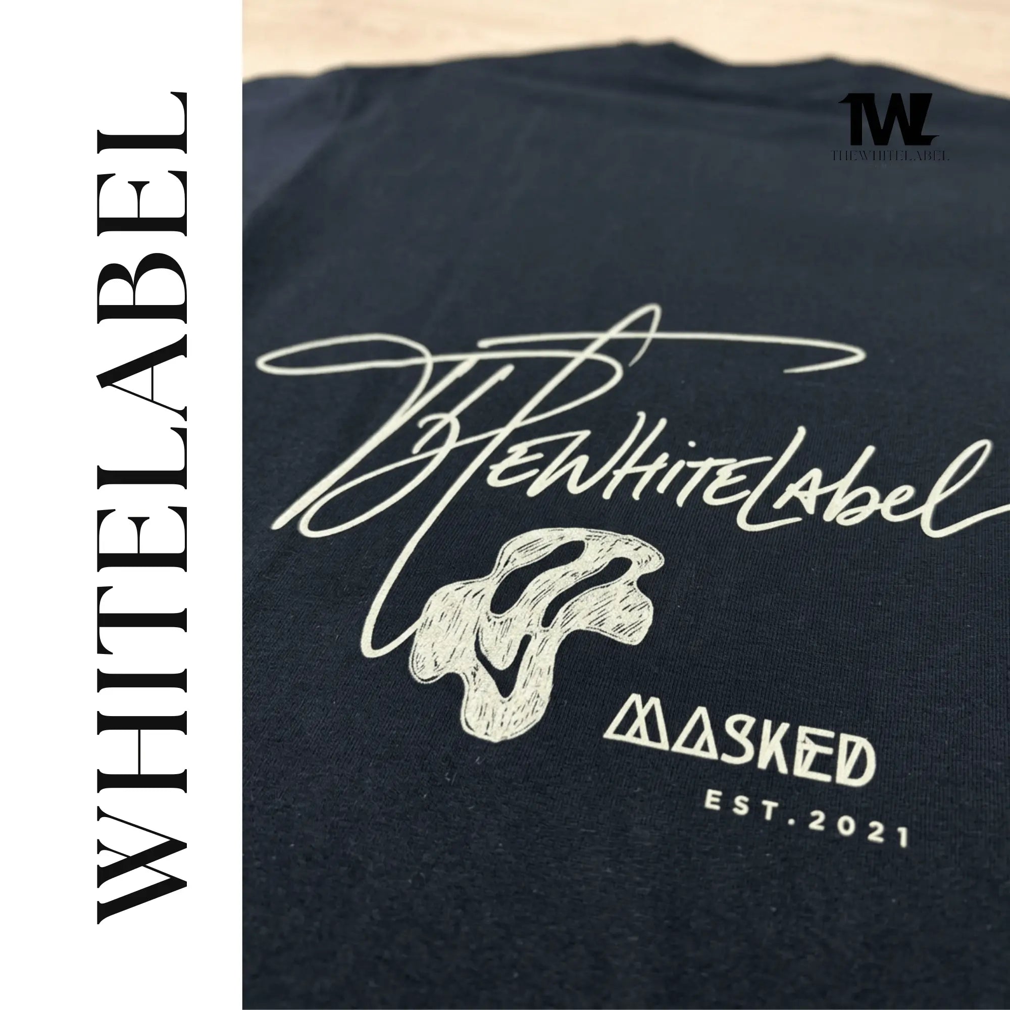 THEWHITELABEL CS15 Classical MASKED 300GSM Unisex T-Shirt in Black Colour - TheWhiteLabel