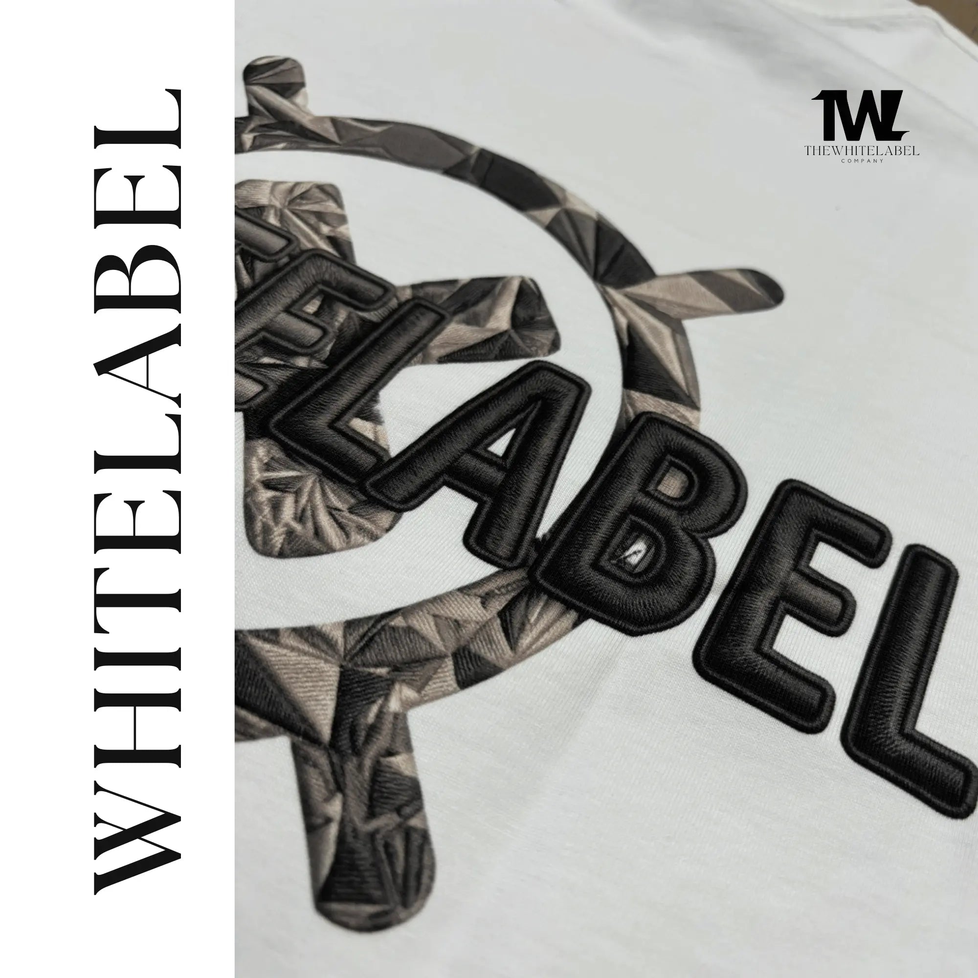 THEWHITELABEL CS12 International MUTE BUTTON 300GSM Unisex T-Shirt Black and White - TheWhiteLabel