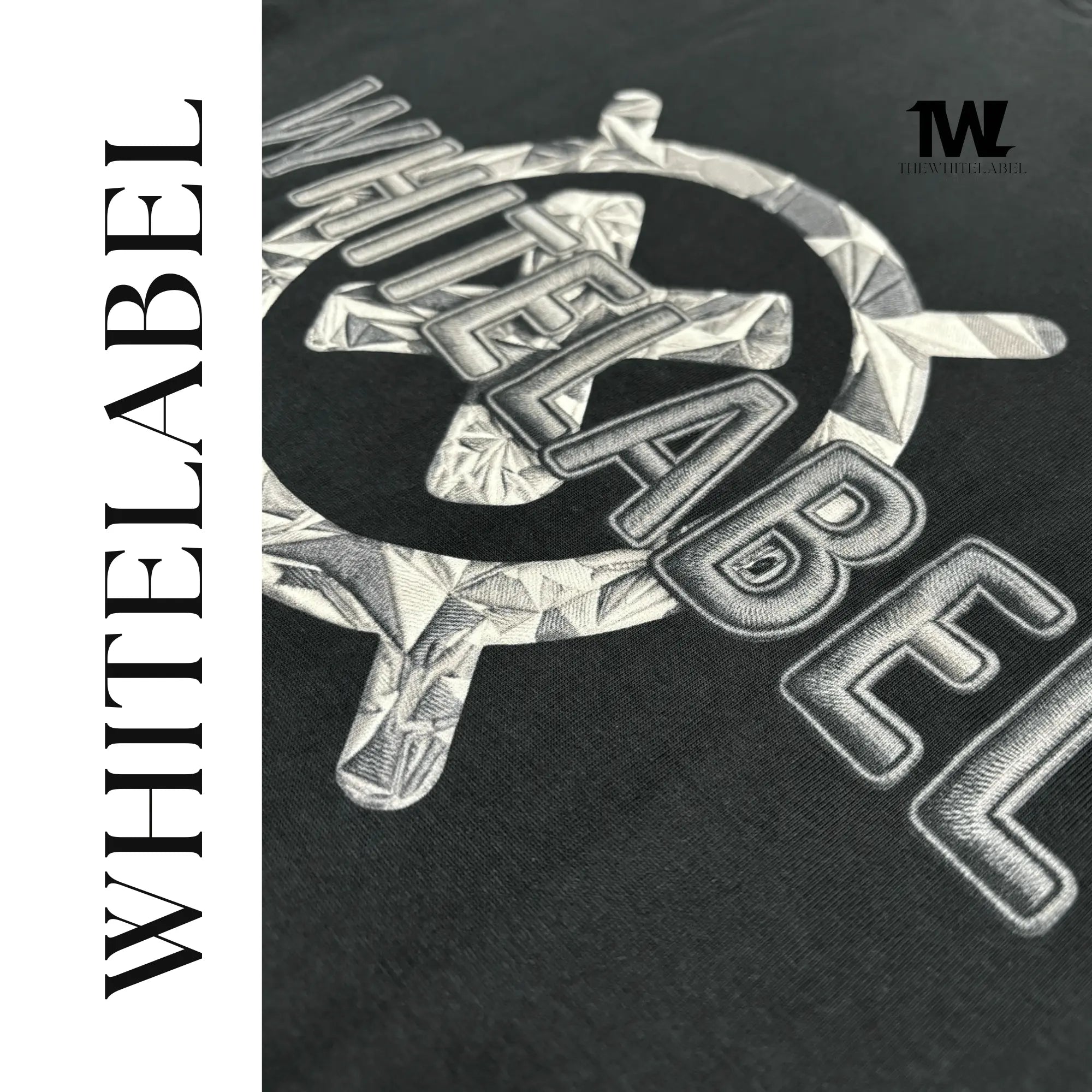 THEWHITELABEL CS12 International MUTE BUTTON 300GSM Unisex T-Shirt Black and White - TheWhiteLabel