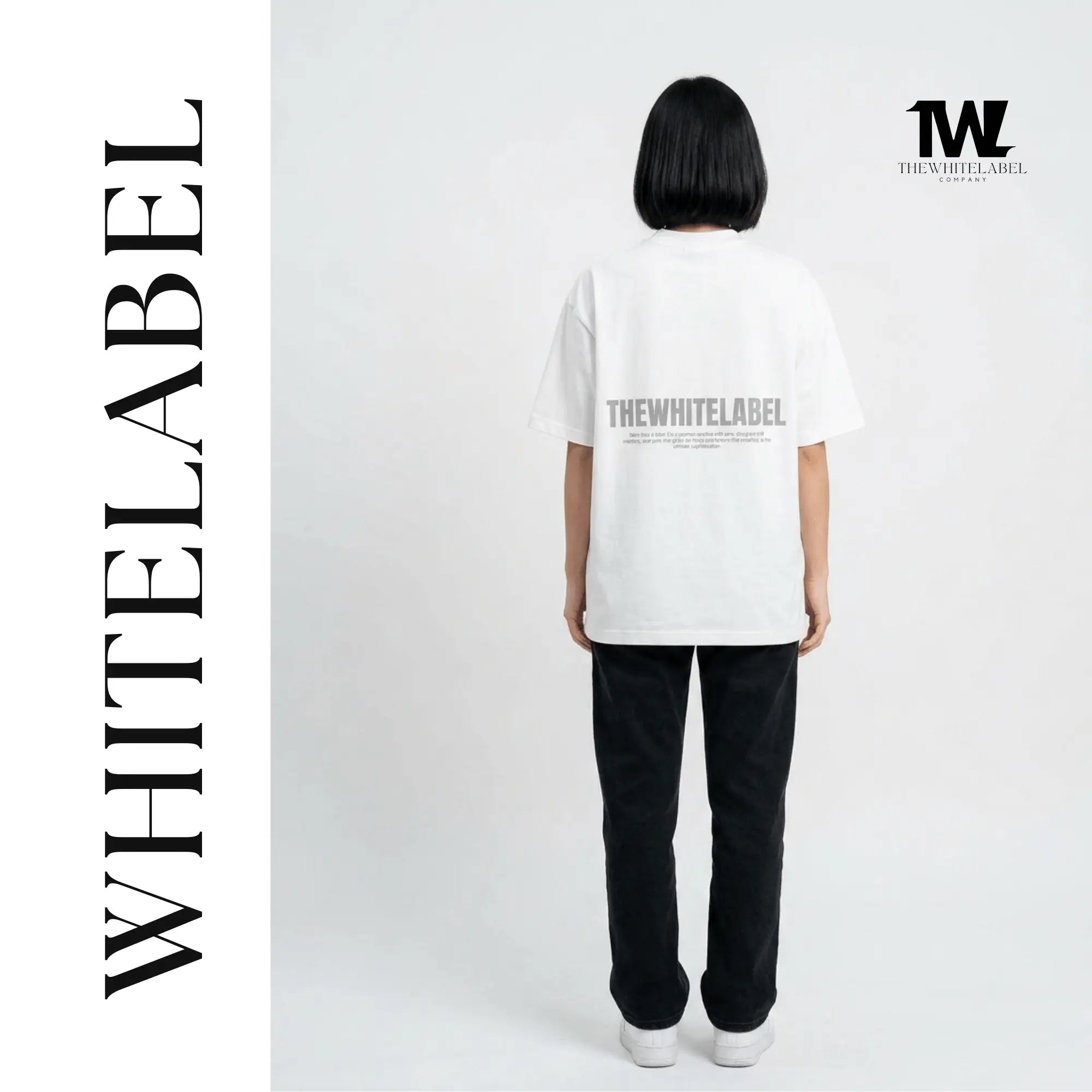 THEWHITELABEL CS02 Timeless Logo 300Gsm Oversize Unisex T-shirt in Black and White Color - TheWhiteLabel