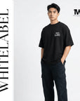 THEWHITELABEL CS03 RUGGED TBYC Logo 300Gsm Oversize Unisex T-shirt in Black and White Color THEWHITELABEL