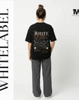 THEWHITELABEL CS04 Coffee Poster Logo 300Gsm Oversize Unisex T-shirt in Black and White Color THEWHITELABEL