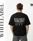 THEWHITELABEL CS05 Hustle in silence 300Gsm Oversize Unisex T-shirt in Black and White Color THEWHITELABEL