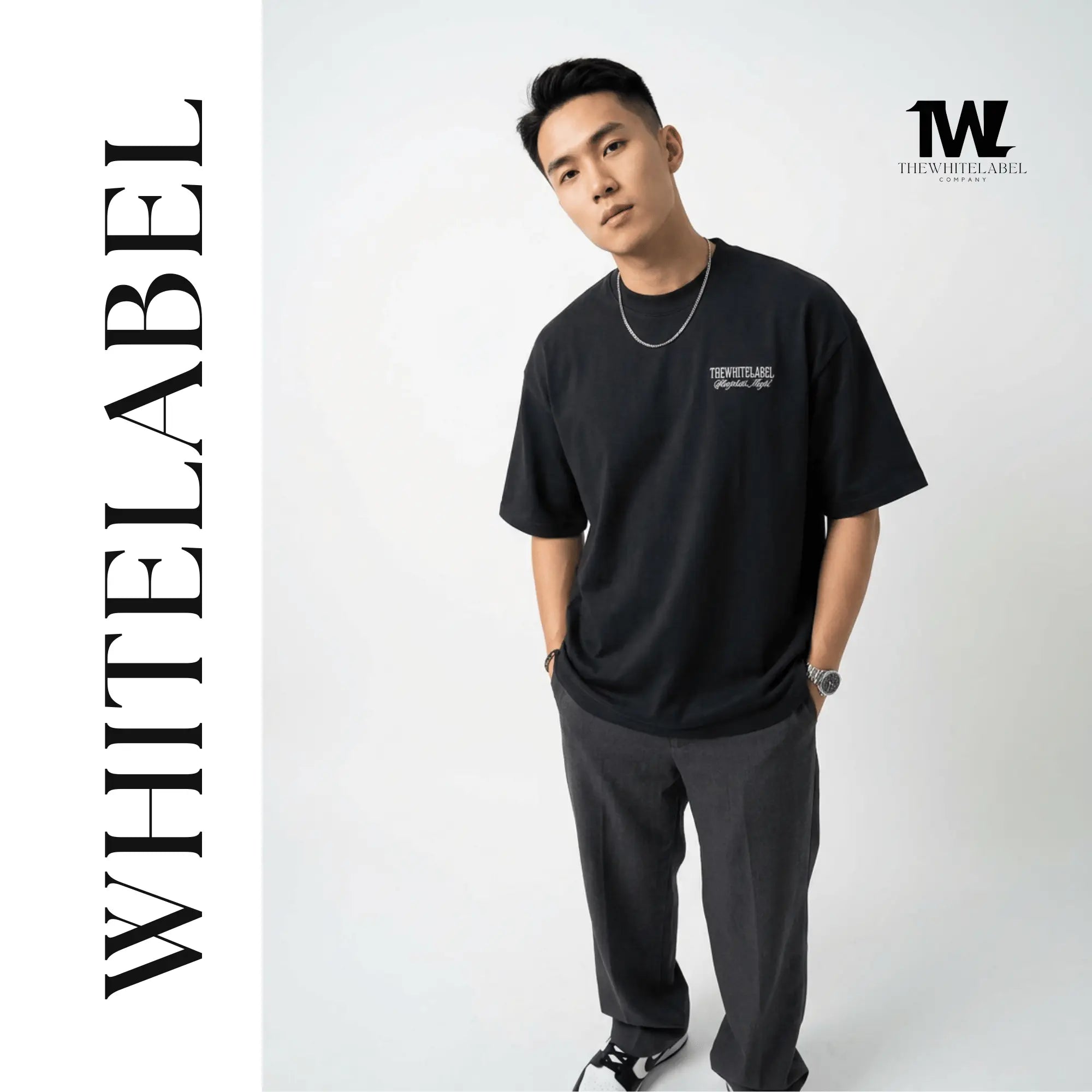 THEWHITELABEL CS06 Sleepless Night 300Gsm Oversize Unisex T-shirt in Black and White Color THEWHITELABEL