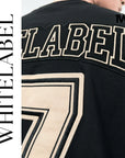 THEWHITELABEL AP01 Number 7 Applique Embroidered Oversized Unisex T-Shirt in Black Colour