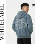 THEWHITELABEL HD01 Acid Wash Denim Colour 380GSM Oversized Zipper Hoodie THEWHITELABEL