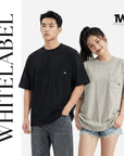 THEWHITELABEL PK01 Original Embroidered Pocket Oversized Unisex T-Shirt in Black and Khaki Colour