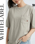 THEWHITELABEL PK01 Original Embroidered Pocket Oversized Unisex T-Shirt in Black and Khaki Colour