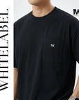 THEWHITELABEL PK03 Minimal Pocket Reflective Oversized Unisex T-Shirt in Black Colour THEWHITELABEL