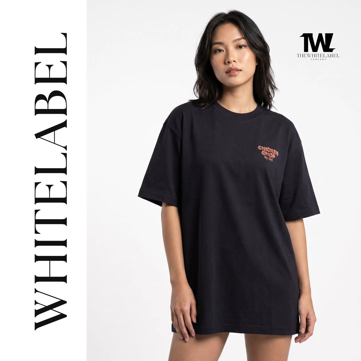 THEWHITELABEL FS03 CHICKEN CHOP WITH BLACK PEPPER SAUCE 300GSM Oversize Unisex T-Shirt in Black Color THEWHITELABEL
