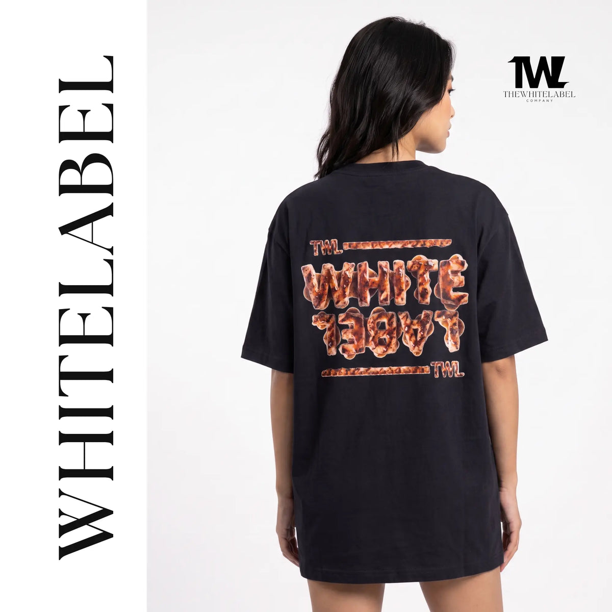 THEWHITELABEL FS03 CHICKEN CHOP WITH BLACK PEPPER SAUCE 300GSM Oversize Unisex T-Shirt in Black Color THEWHITELABEL