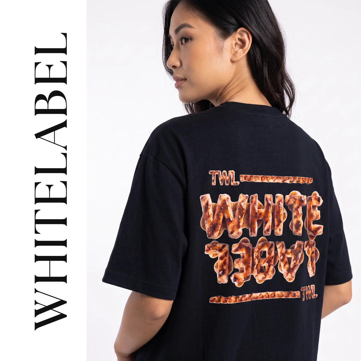THEWHITELABEL FS03 CHICKEN CHOP WITH BLACK PEPPER SAUCE 300GSM Oversize Unisex T-Shirt in Black Color THEWHITELABEL