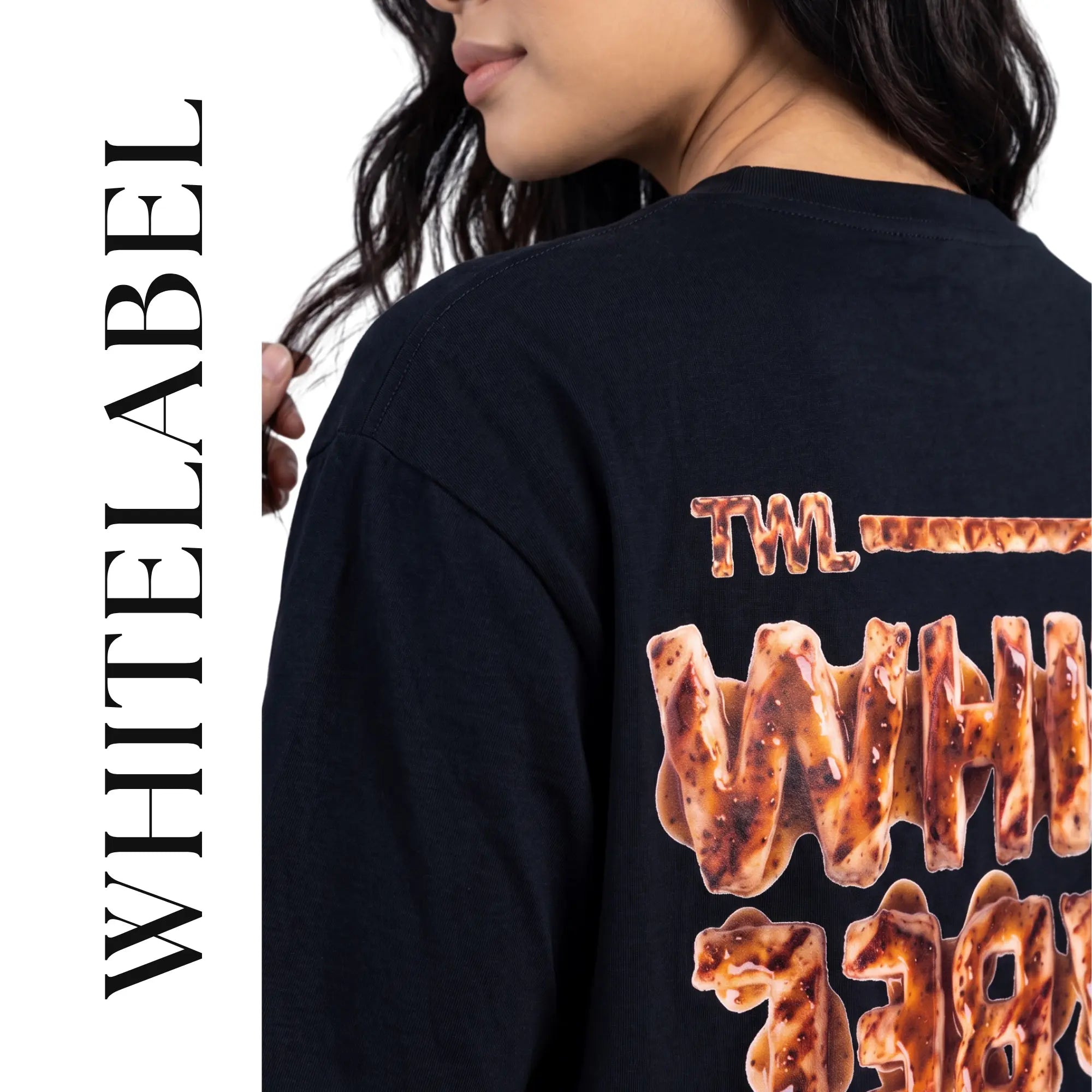 THEWHITELABEL FS03 CHICKEN CHOP WITH BLACK PEPPER SAUCE 300GSM Oversize Unisex T-Shirt in Black Color THEWHITELABEL