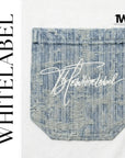 THEWHITELABEL PK02 Denim Pocket Embroidered Oversized Unisex T-Shirt in White Colour