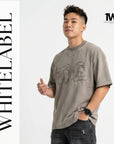THEWHITELABEL AP02 Frayed Logo Tee Oversized Unisex T-Shirt in Acid Brown Colour THEWHITELABEL