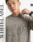 THEWHITELABEL AP02 Frayed Logo Tee Oversized Unisex T-Shirt in Acid Brown Colour THEWHITELABEL