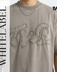 THEWHITELABEL AP02 Frayed Logo Tee Oversized Unisex T-Shirt in Acid Brown Colour THEWHITELABEL
