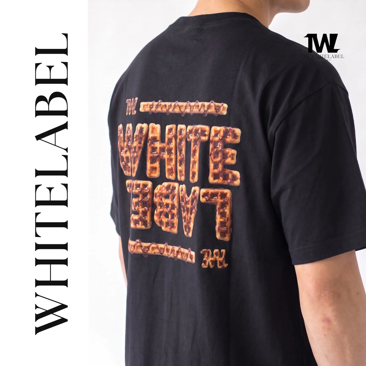 THEWHITELABEL FS02 CHOCOLATE WAFFLES 300GSM Oversize Unisex T-Shirt in Black Color THEWHITELABEL