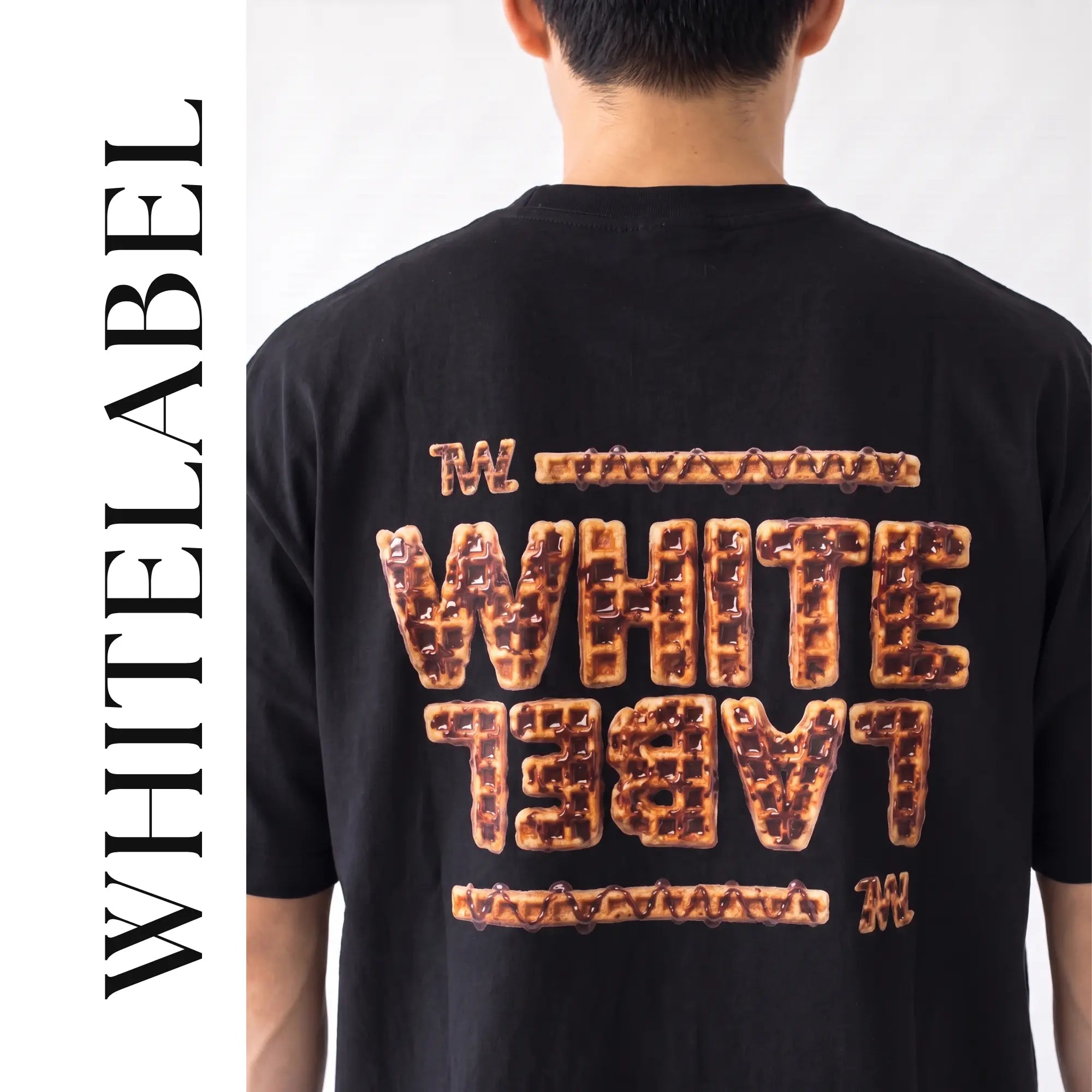 THEWHITELABEL FS02 CHOCOLATE WAFFLES 300GSM Oversize Unisex T-Shirt in Black Color THEWHITELABEL