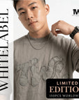 THEWHITELABEL AP02 Frayed Logo Acid Wash Oversized Tee Unisex in Acid Brown Colour THEWHITELABEL
