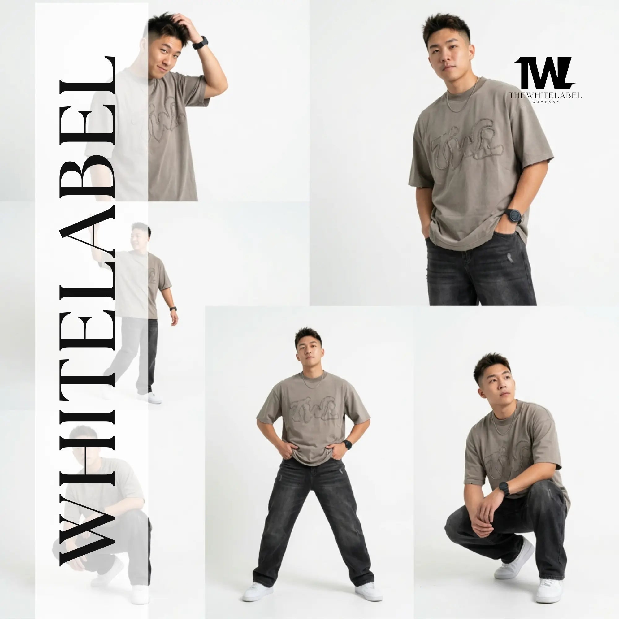 THEWHITELABEL AP02 Frayed Logo Tee Oversized Unisex T-Shirt in Acid Brown Colour THEWHITELABEL