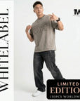 THEWHITELABEL AP02 Frayed Logo Acid Wash Oversized Tee Unisex in Acid Brown Colour THEWHITELABEL