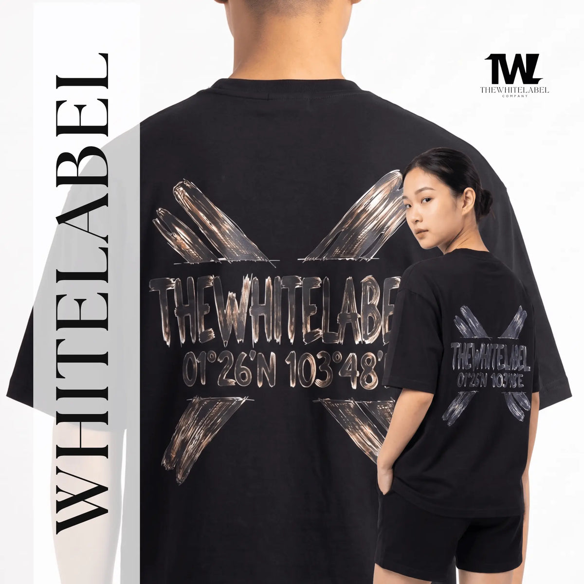THEWHITELABEL CS17 COORDINATIONS 300GSM Oversized Unisex T-Shirt in Black Color THEWHITELABEL
