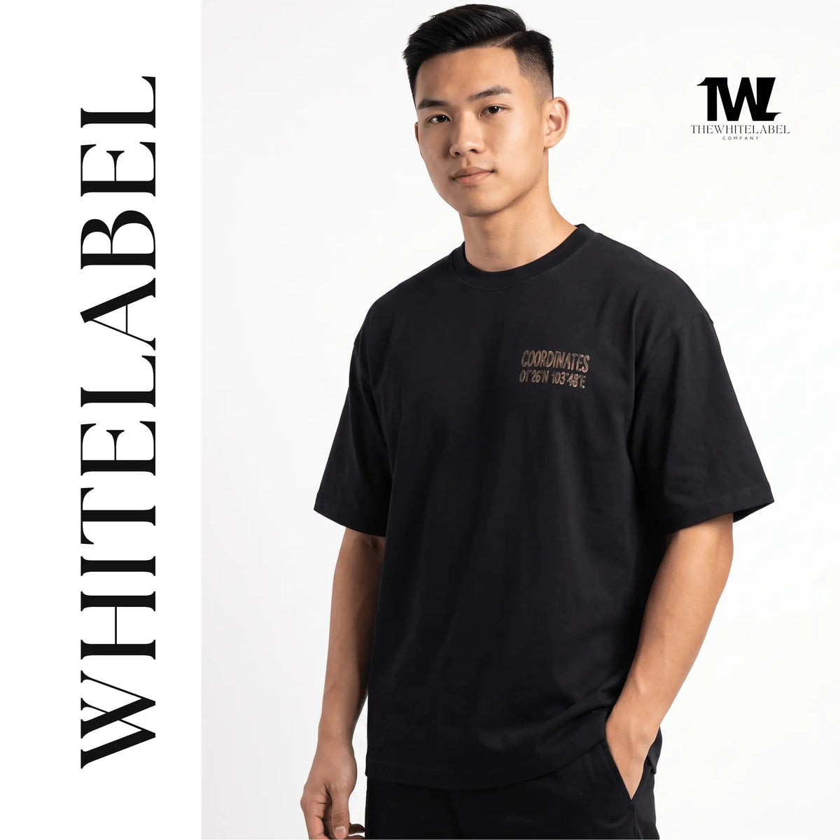 THEWHITELABEL CS17 COORDINATIONS 300GSM Oversized Unisex T-Shirt in Black Color THEWHITELABEL